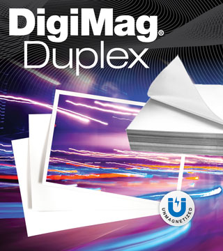 DigiMag Duplex double sided magnetic sheeting are two sided printable magnet sheets